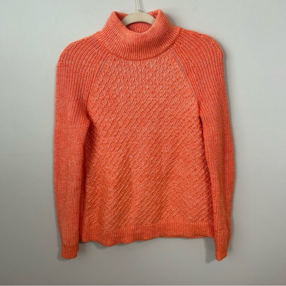 Talbots Coral Pink Orange Cowl Neck Long Sleeve Knit Sweater Women’s Size Small - Picture 2 of 6